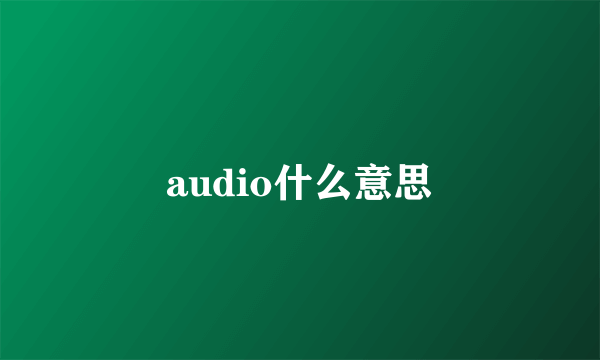 audio什么意思