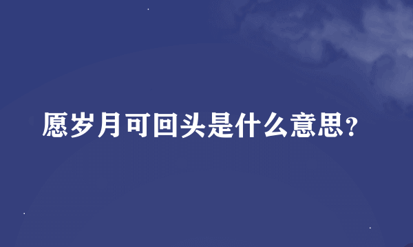 愿岁月可回头是什么意思？