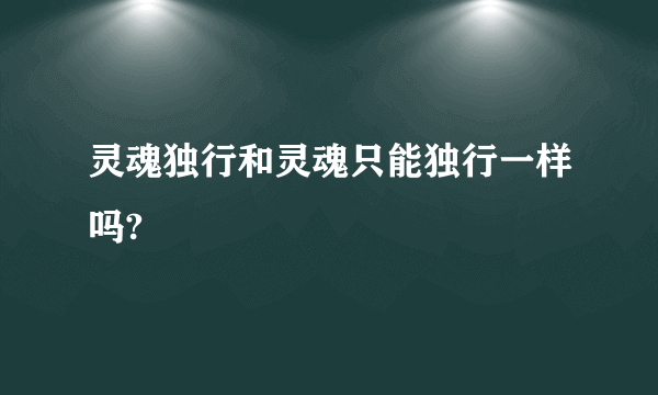 灵魂独行和灵魂只能独行一样吗?