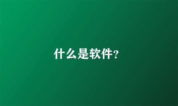 什么是软件？