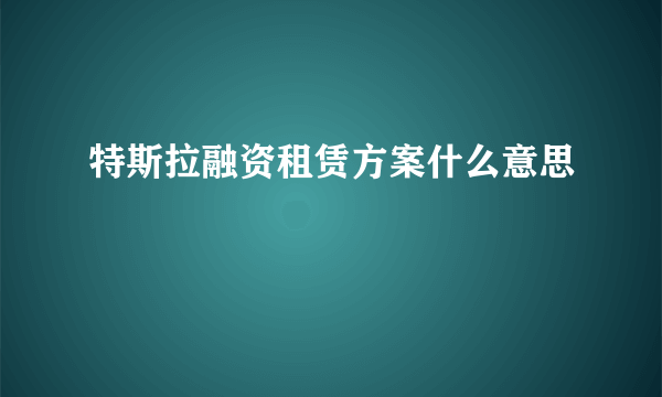 特斯拉融资租赁方案什么意思