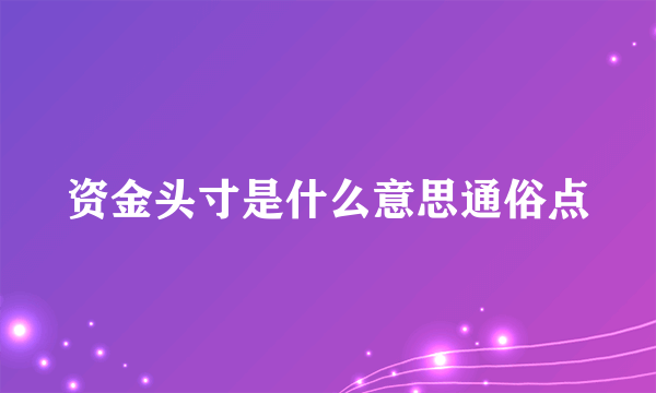 资金头寸是什么意思通俗点