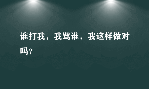 谁打我，我骂谁，我这样做对吗？