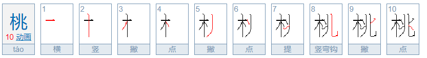 桃的笔顺怎么写