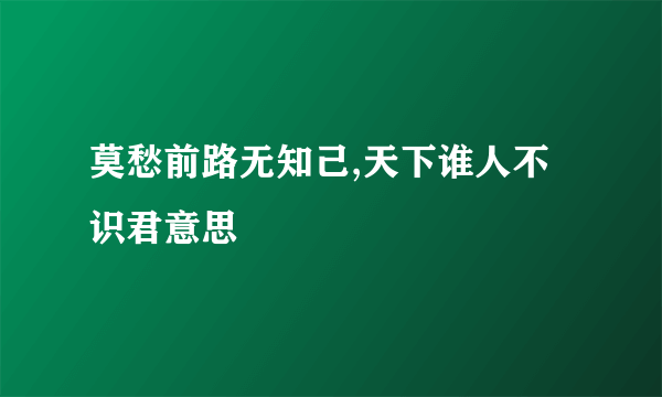 莫愁前路无知己,天下谁人不识君意思