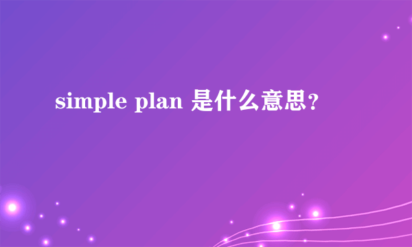 simple plan 是什么意思？