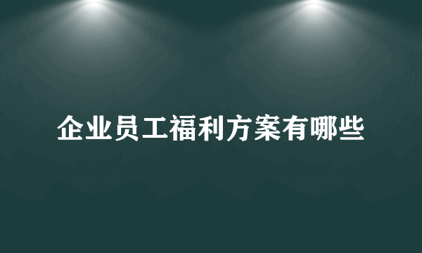 企业员工福利方案有哪些