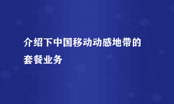 介绍下中国移动动感地带的 套餐业务