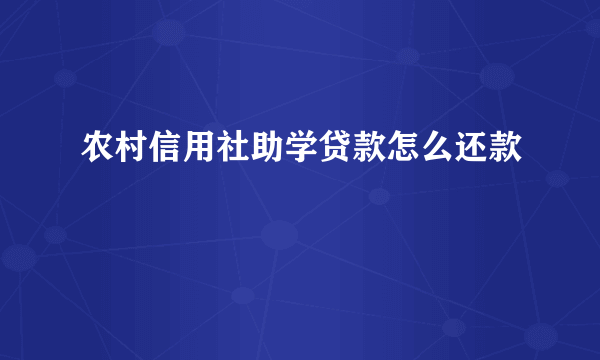 农村信用社助学贷款怎么还款