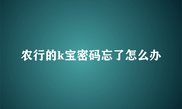 农行的k宝密码忘了怎么办