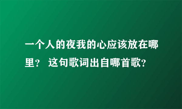 一个人的夜我的心应该放在哪里？ 这句歌词出自哪首歌？