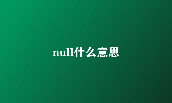 null什么意思