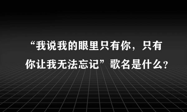 “我说我的眼里只有你，只有你让我无法忘记”歌名是什么？