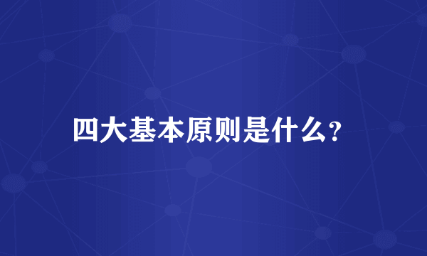 四大基本原则是什么？