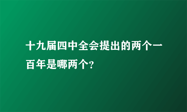 十九届四中全会提出的两个一百年是哪两个？