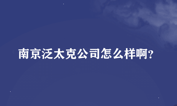 南京泛太克公司怎么样啊？