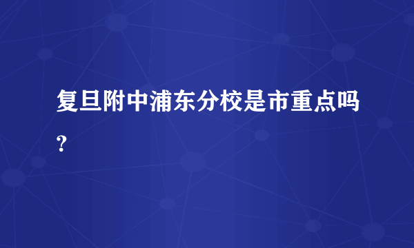 复旦附中浦东分校是市重点吗？