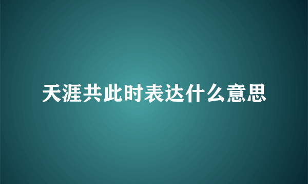 天涯共此时表达什么意思