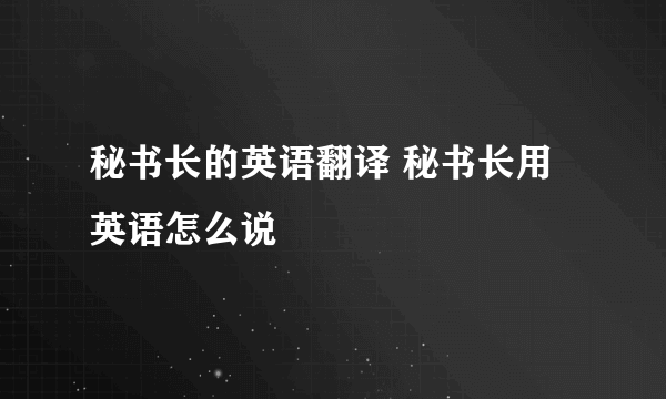 秘书长的英语翻译 秘书长用英语怎么说