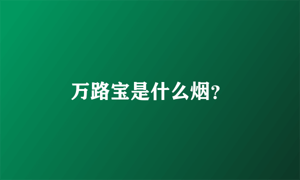 万路宝是什么烟？