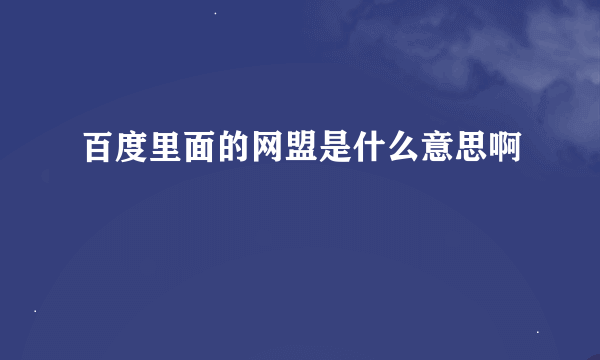 百度里面的网盟是什么意思啊