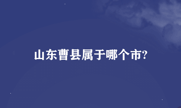 山东曹县属于哪个市?