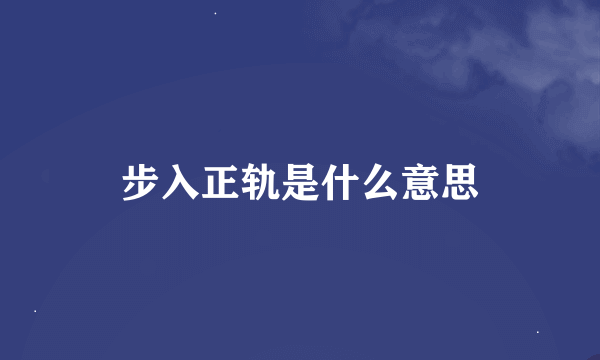 步入正轨是什么意思