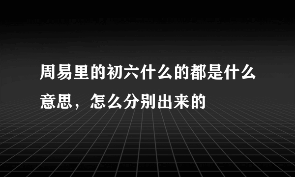 周易里的初六什么的都是什么意思，怎么分别出来的