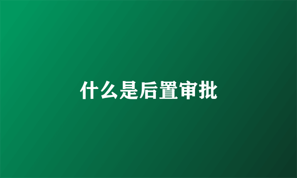 什么是后置审批