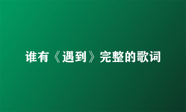 谁有《遇到》完整的歌词