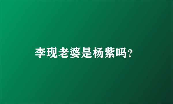 李现老婆是杨紫吗？