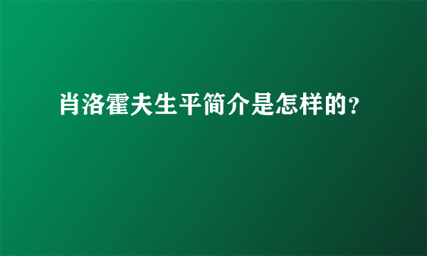 肖洛霍夫生平简介是怎样的？