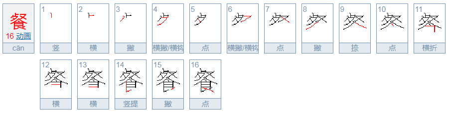 餐的笔顺是什么