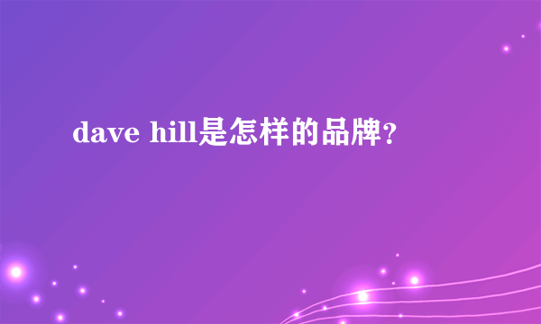 dave hill是怎样的品牌？