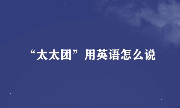 “太太团”用英语怎么说