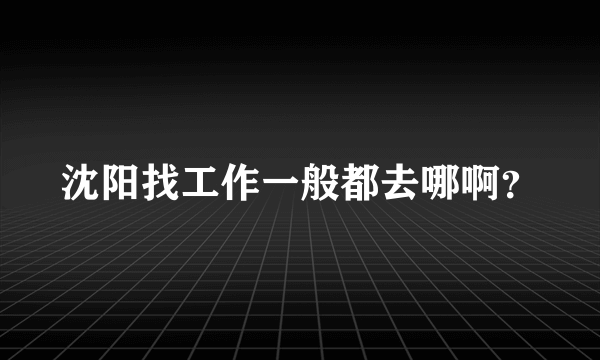 沈阳找工作一般都去哪啊？