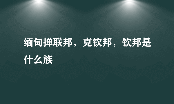 缅甸掸联邦，克钦邦，钦邦是什么族