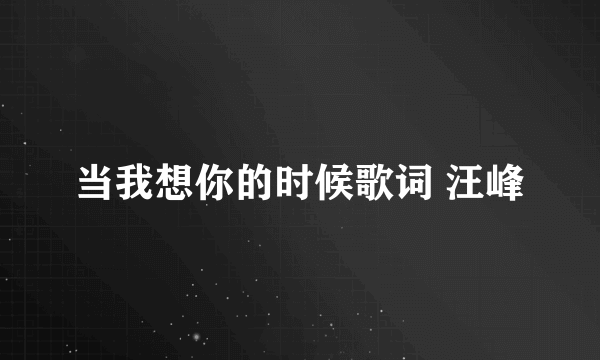 当我想你的时候歌词 汪峰