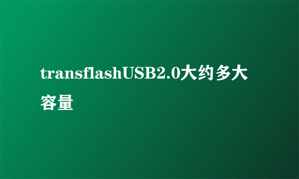 transflashUSB2.0大约多大容量