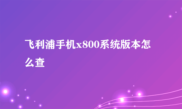 飞利浦手机x800系统版本怎么查