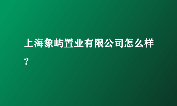 上海象屿置业有限公司怎么样？