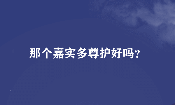 那个嘉实多尊护好吗？