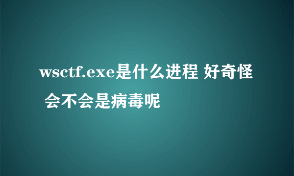 wsctf.exe是什么进程 好奇怪 会不会是病毒呢