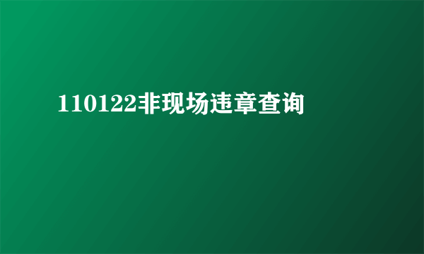 110122非现场违章查询