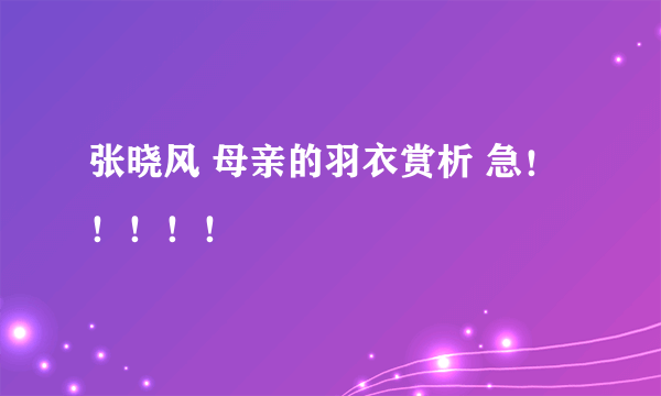 张晓风 母亲的羽衣赏析 急！！！！！