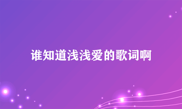 谁知道浅浅爱的歌词啊