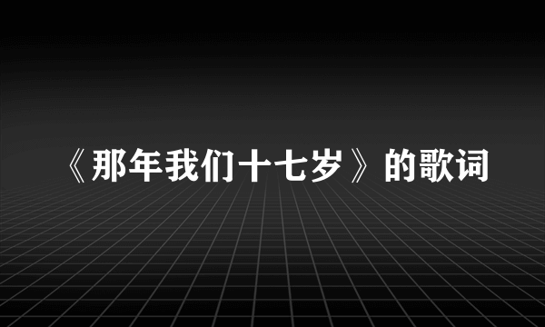 《那年我们十七岁》的歌词