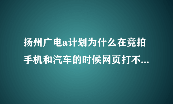 扬州广电a计划为什么在竞拍手机和汽车的时候网页打不开，显示网页错误，换了好多机子试都是，怎么回事啊