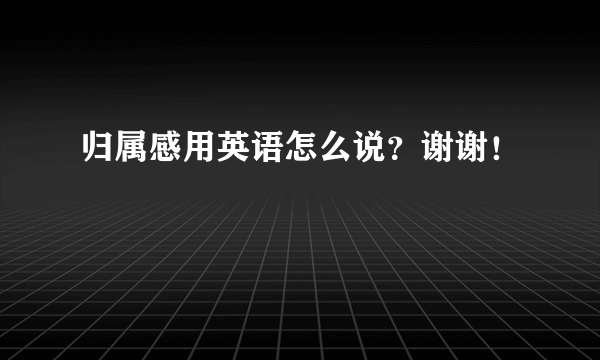 归属感用英语怎么说？谢谢！