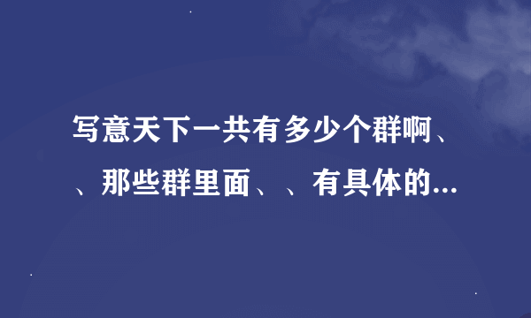 写意天下一共有多少个群啊、、那些群里面、、有具体的分类吗？可以介绍一下吗？